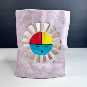 Linda Shirley Tucson AZ Studio Pottery Sun Face Luminary Candle Holder